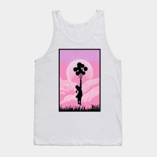 Girl in Pink Cloudy Sky Tank Top